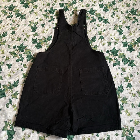 Black Overall Shorts with Embroidered Rainbow Hearts - Picture 3 of 8